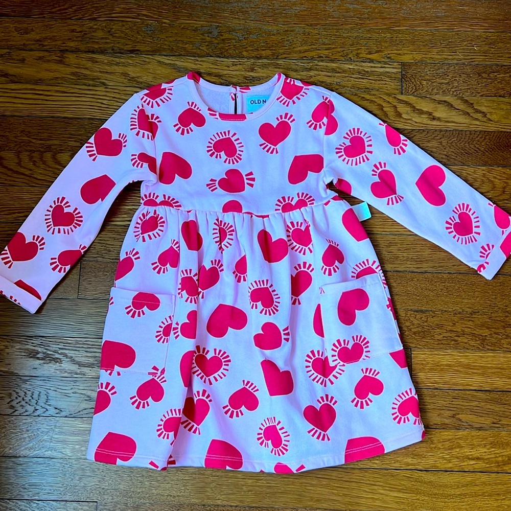 NWT Pink and Red Hearts Sweatshirt Dress-Size 5T